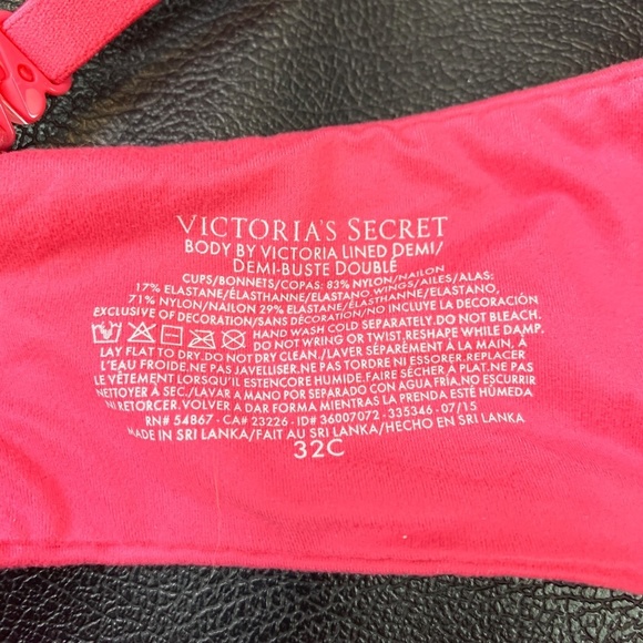 Victorias Secret BODY LINED DEMI Pink Lace Bra 32C - Picture 13 of 16